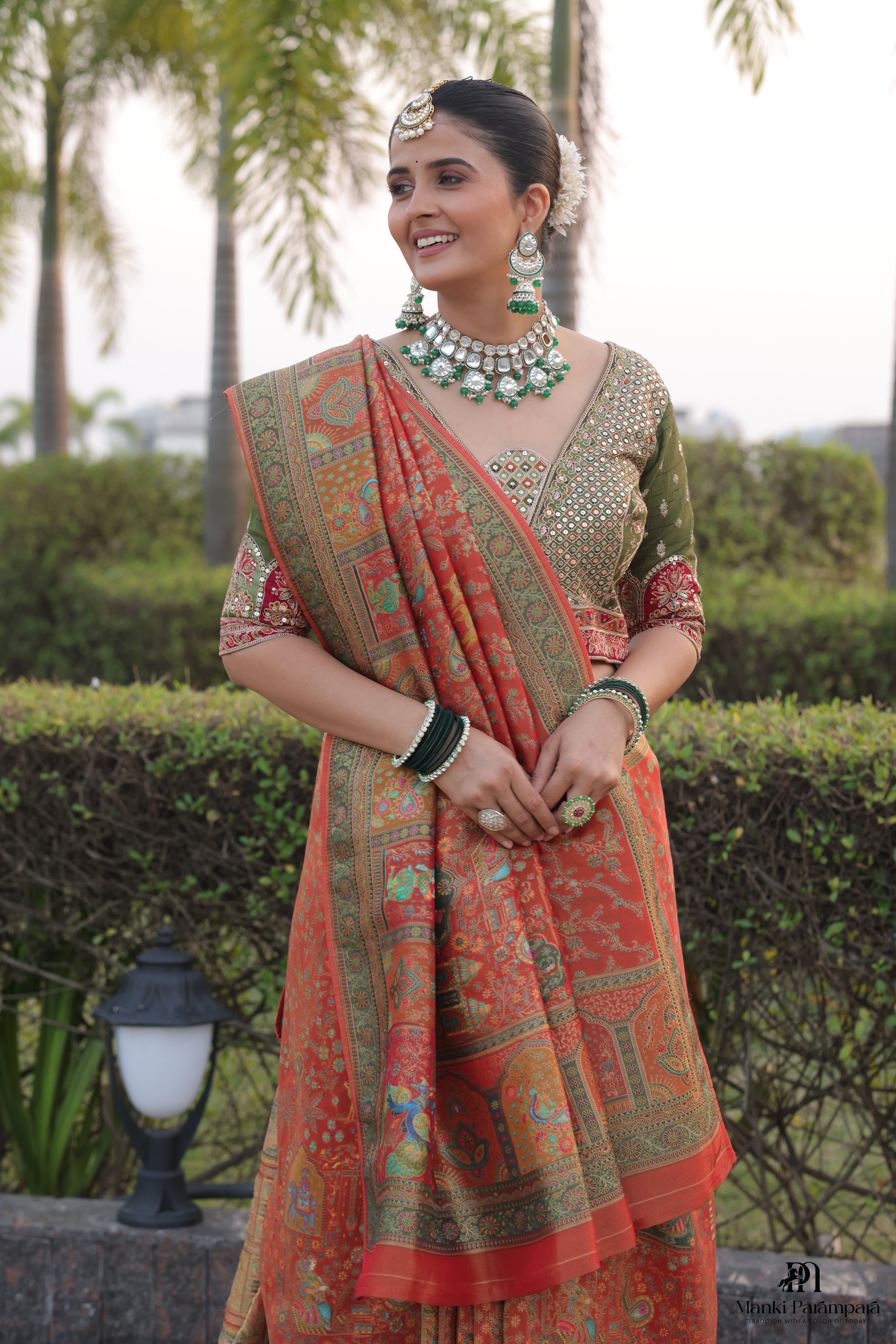 PashmKari Pure tissue  Pashmeena Saree