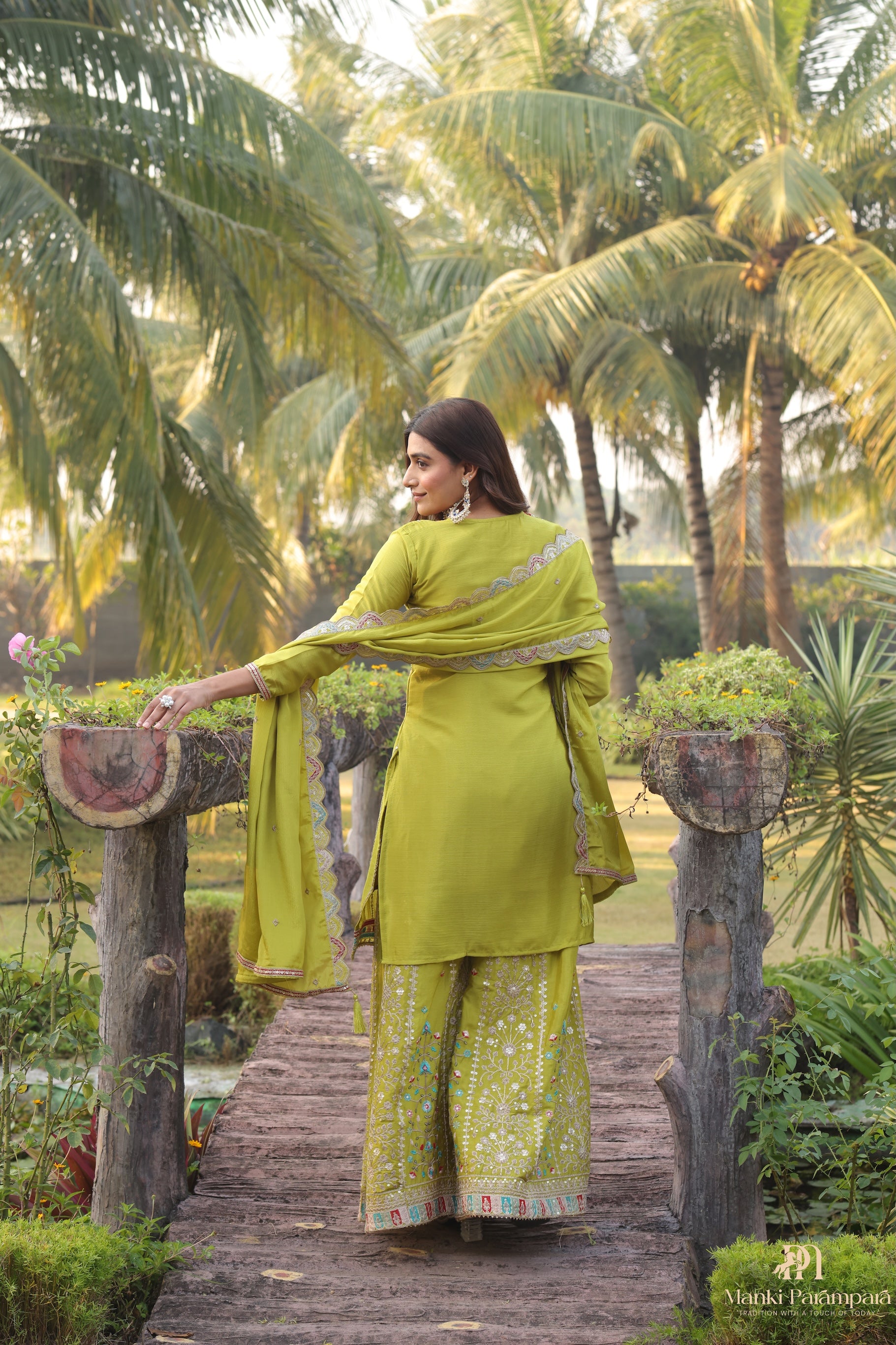 Manki Parampara-Lime Radiance Embroidered Suit