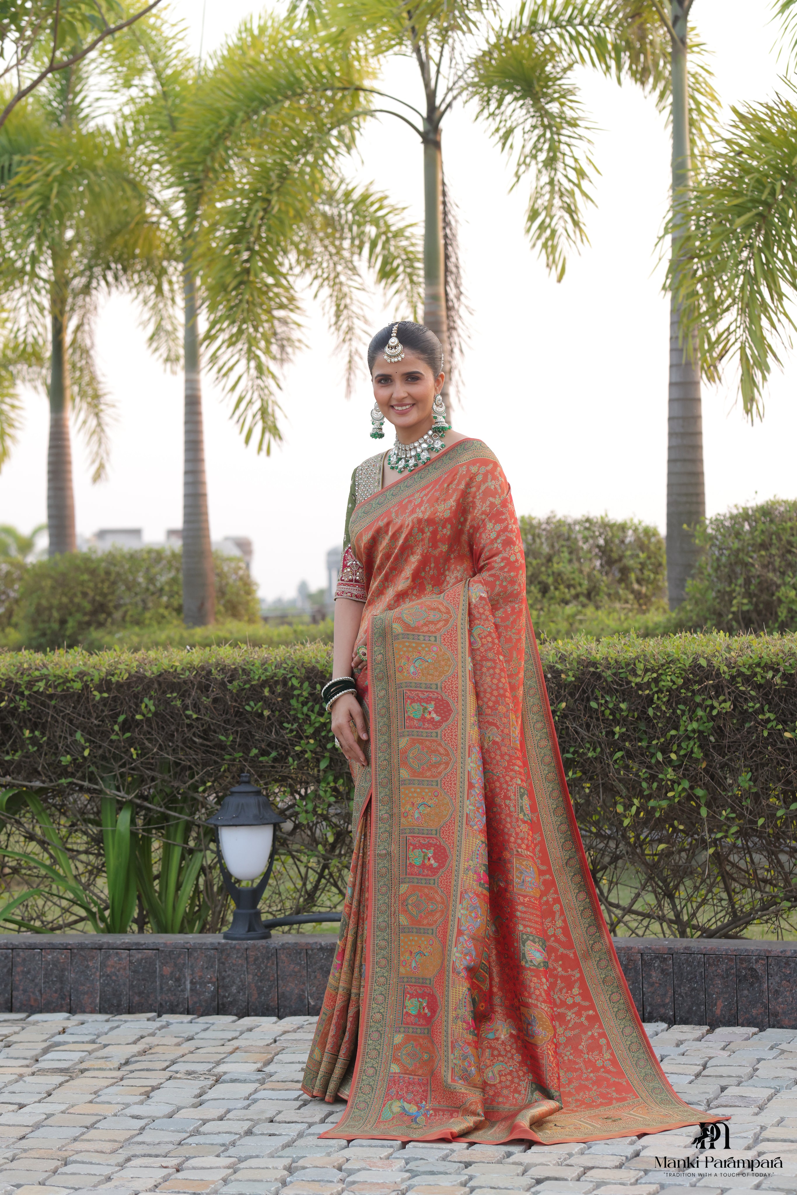 PashmKari Pure tissue  Pashmeena Saree