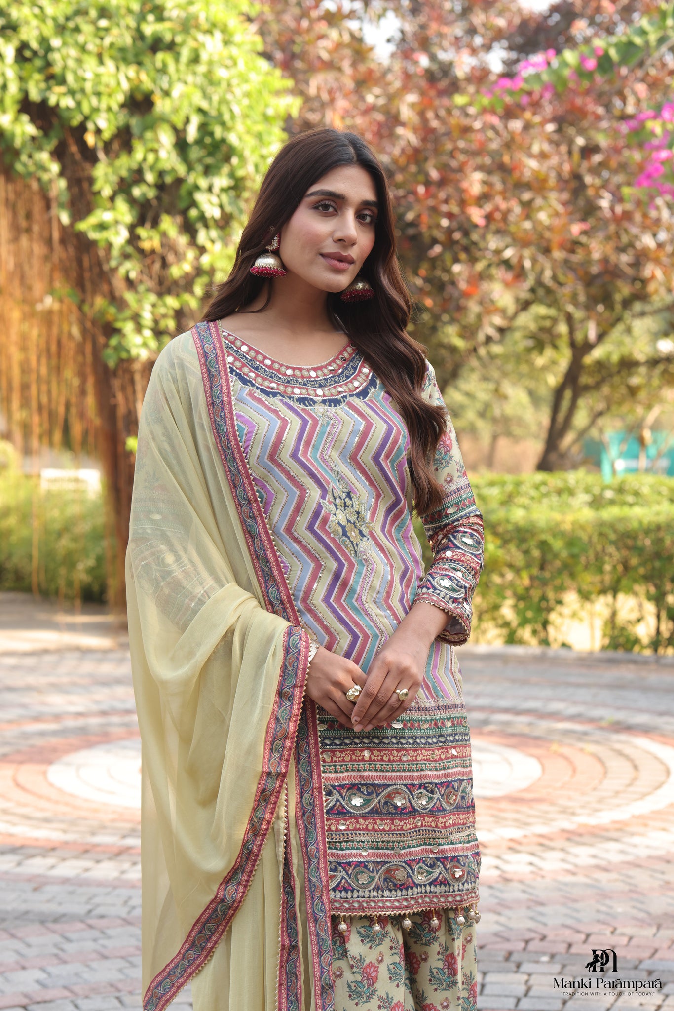 Manki Parampara-Rozana Phulkari Kurta–Sharara Set