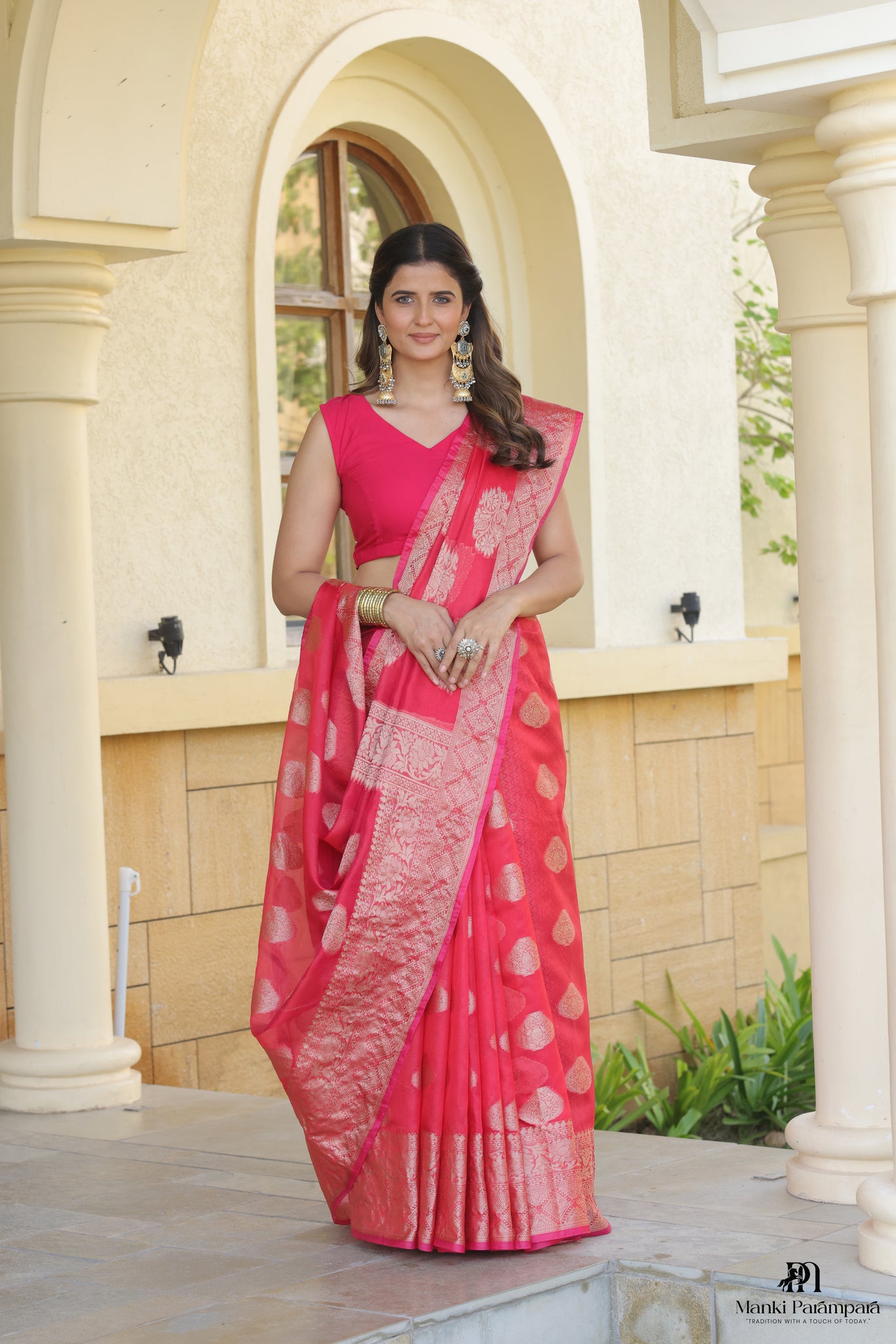 Rani Pink Banarasi Silk Saree