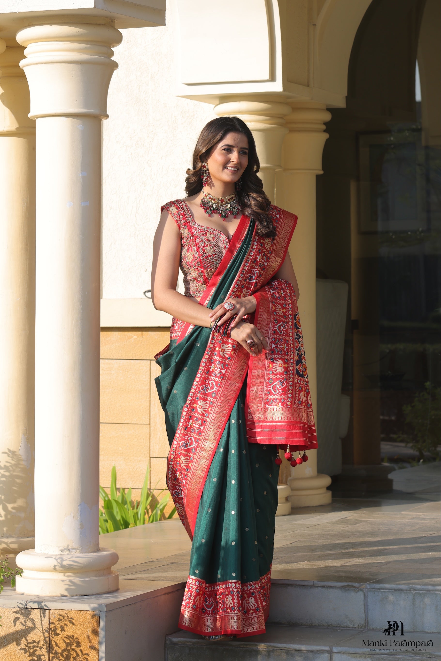 Heritage Inspired Saree with Printed and Handwork Touch