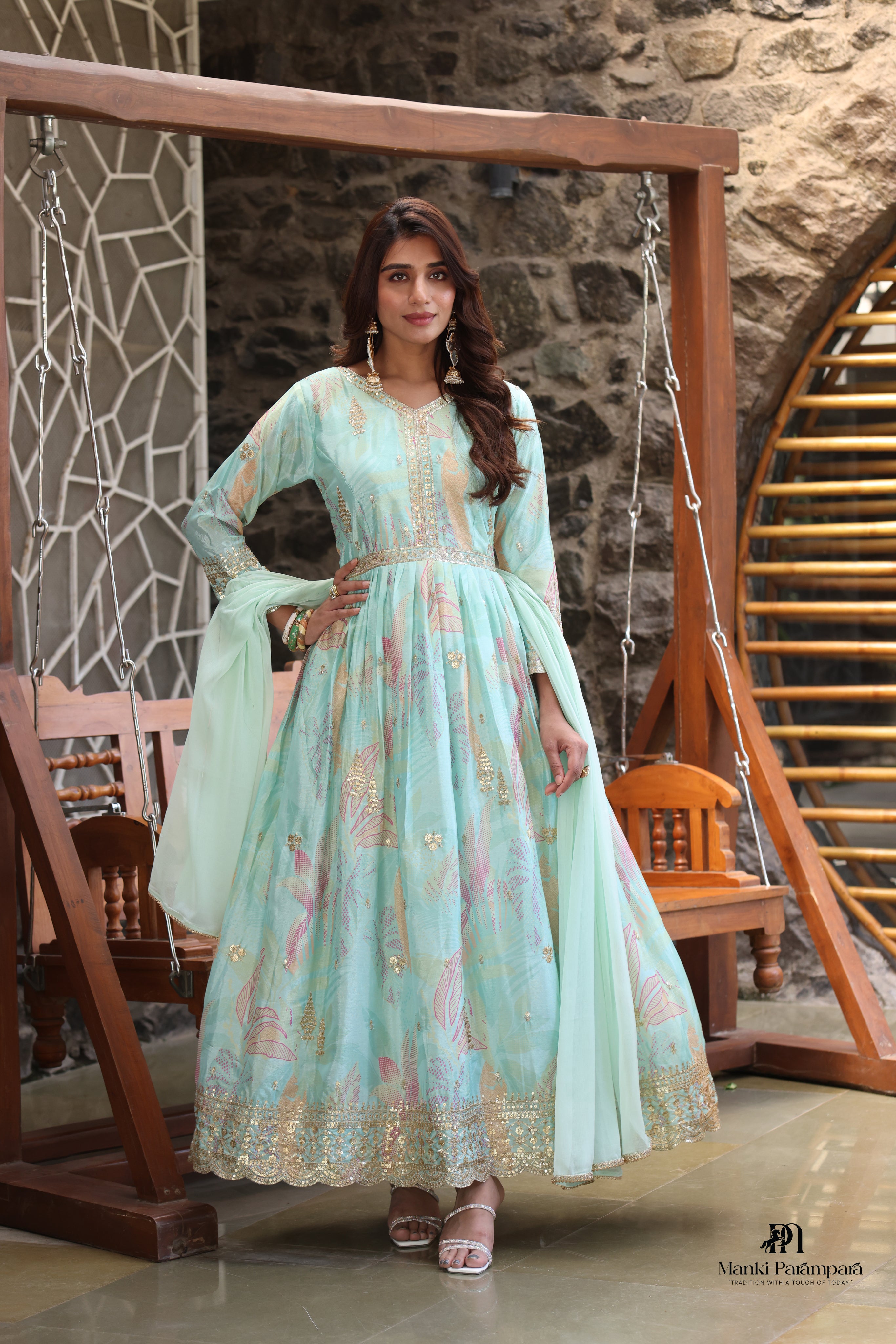 Manki Parampara – Aqua  Manjari Poshak