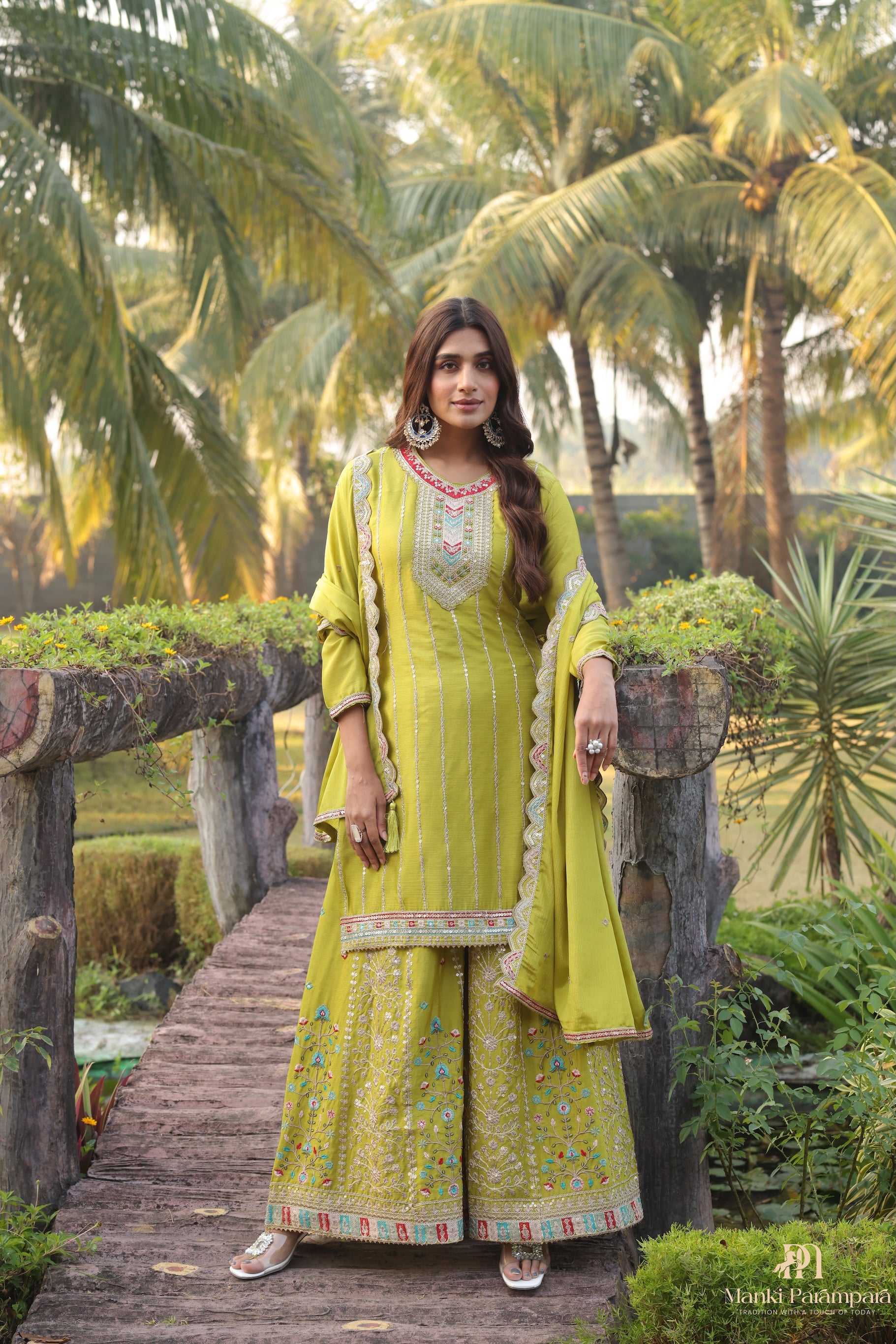 Manki Parampara-Lime Radiance Embroidered Suit