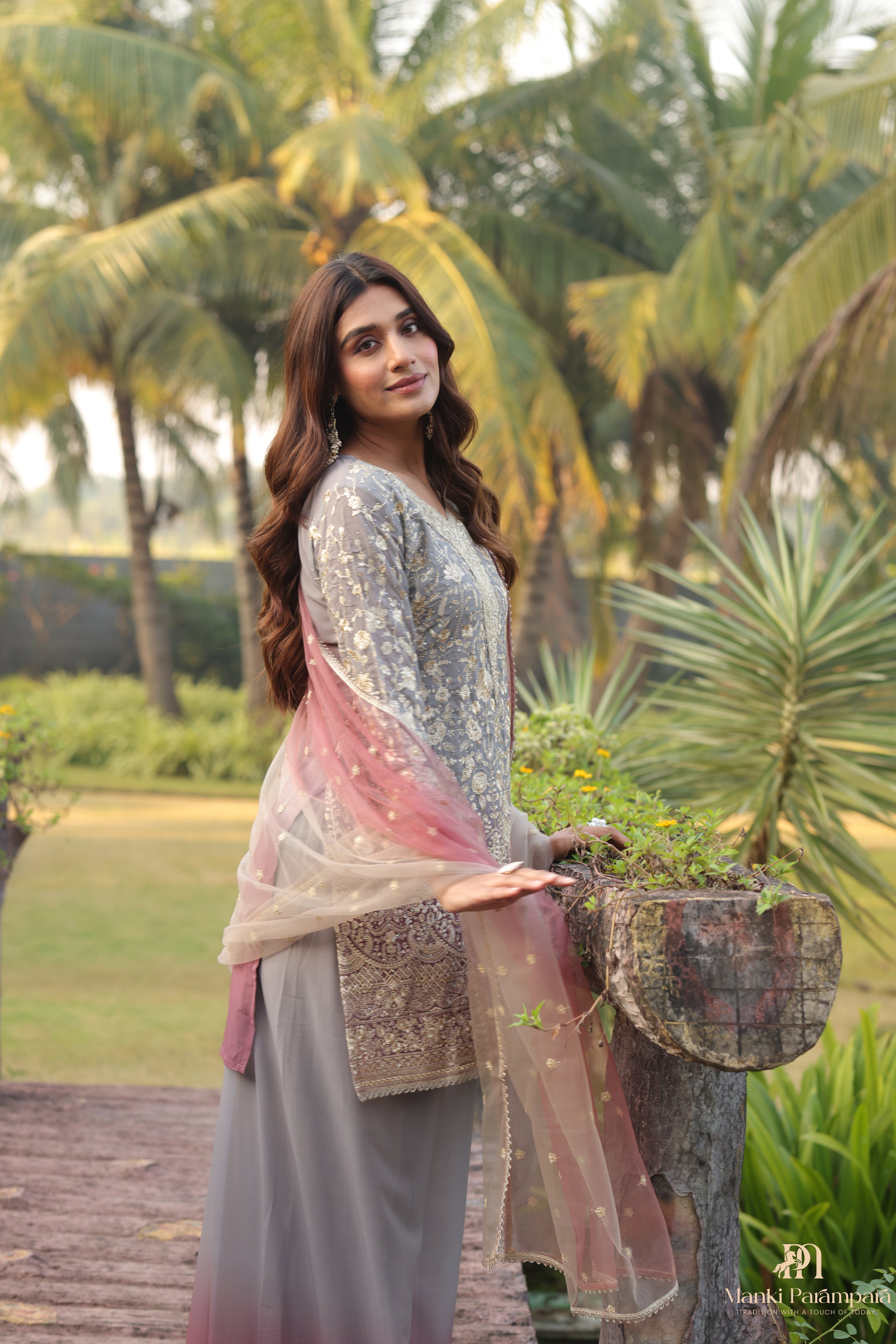 Manki Parampara – Rajkumari Silver Blush Suit