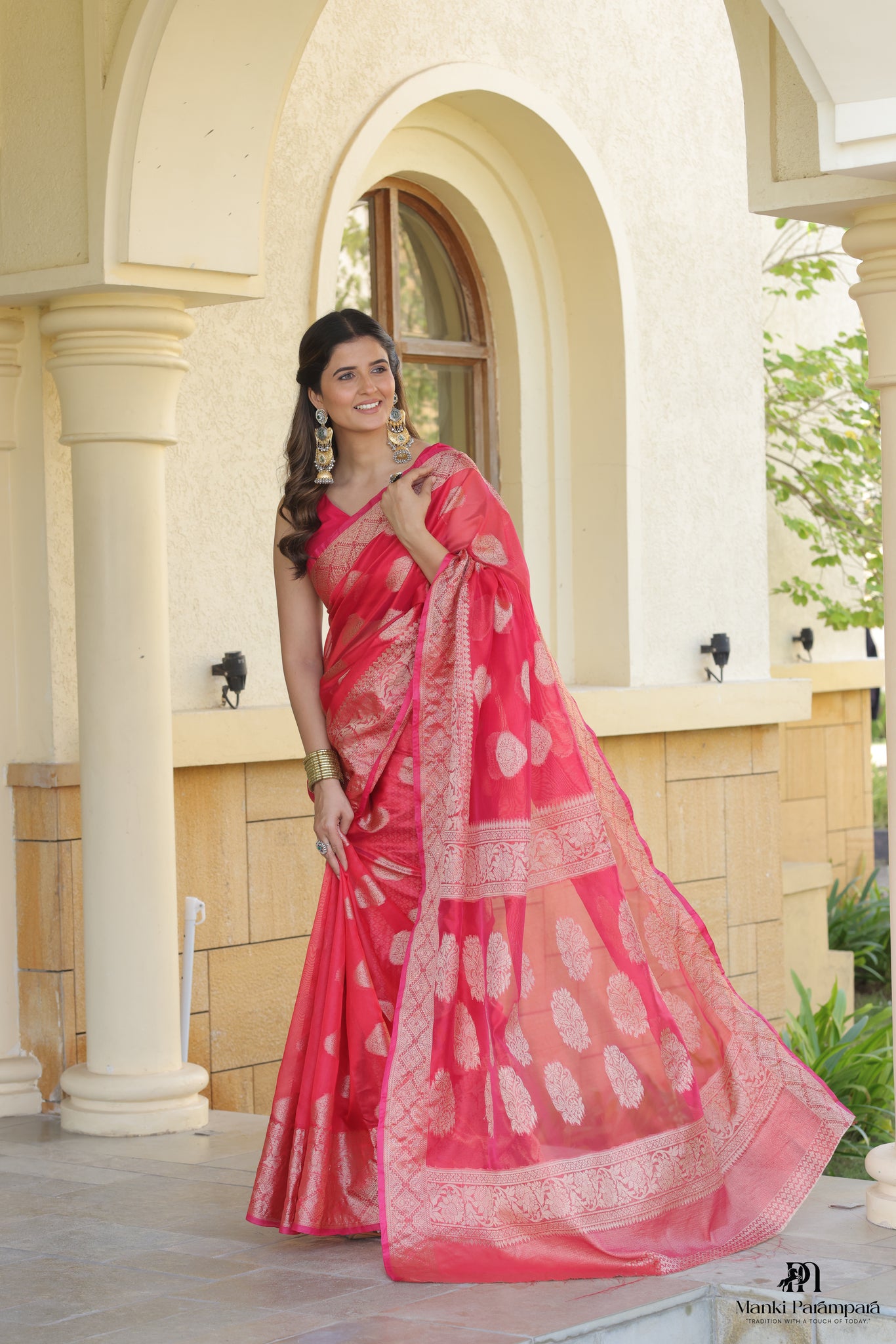Rani Pink Banarasi Silk Saree