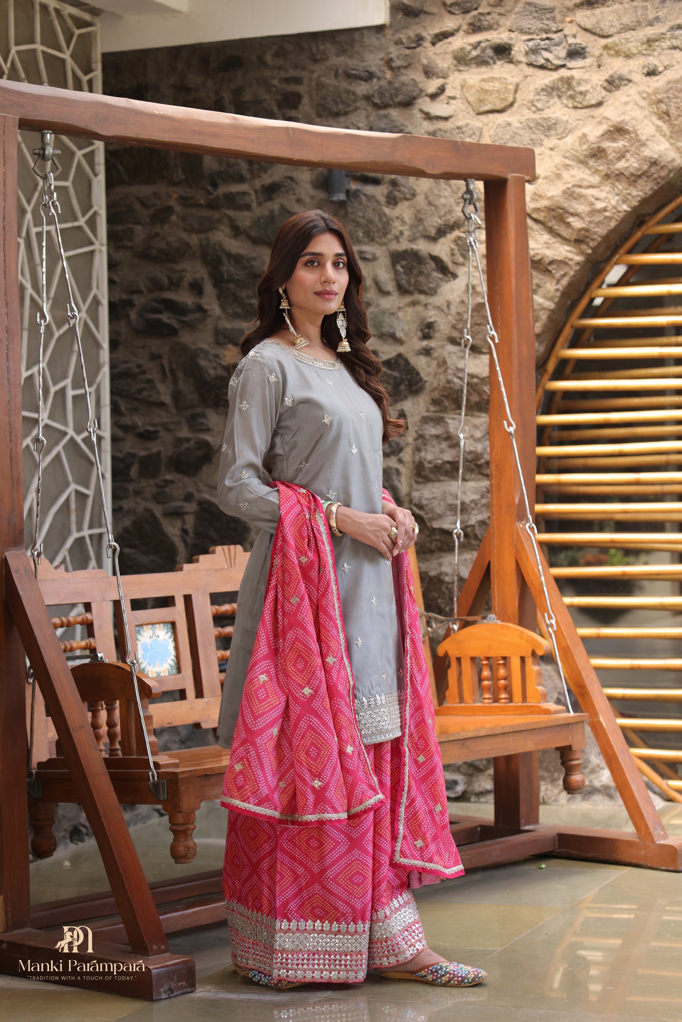 Manki Parampara-Grey Patola Sharara Set