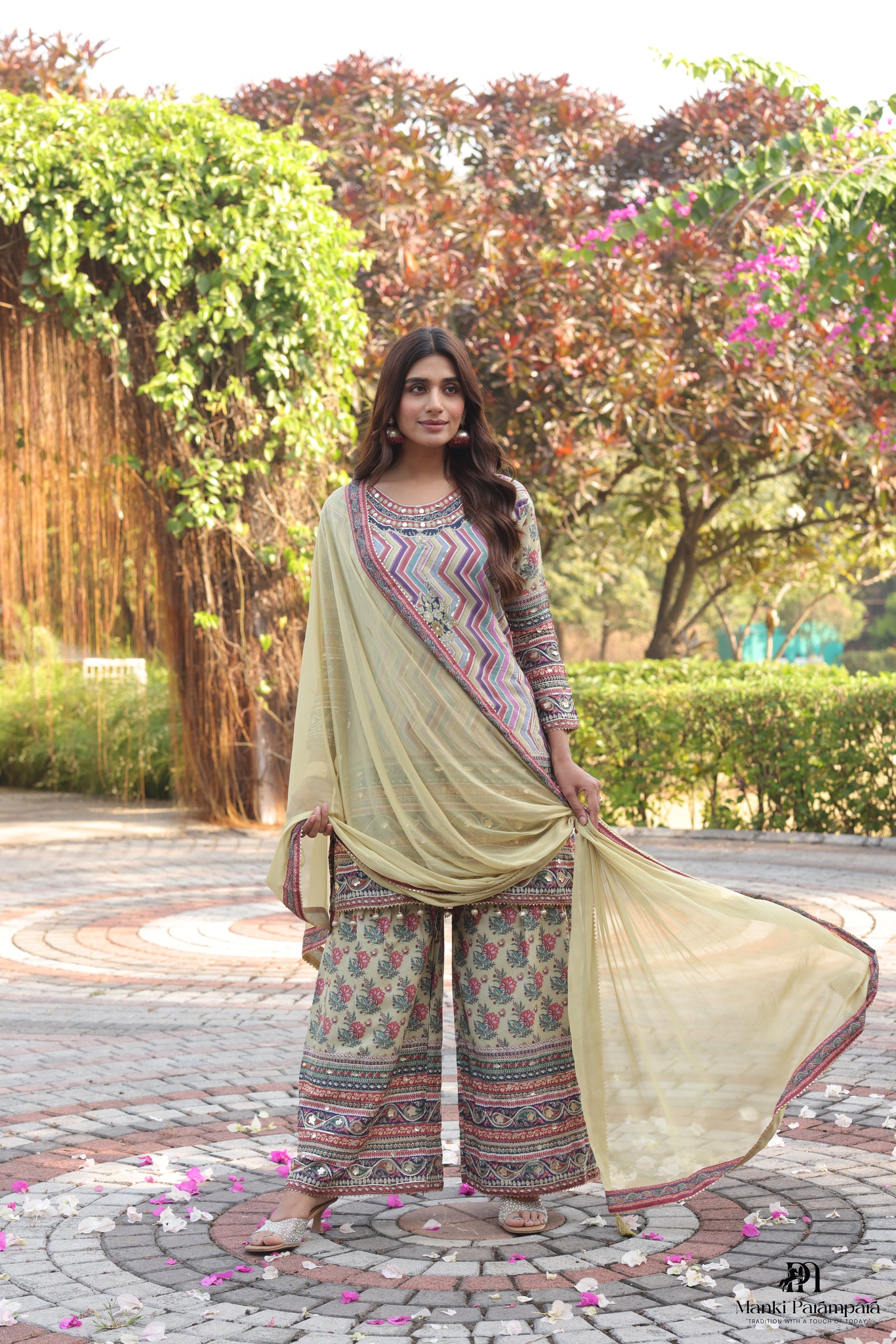 Manki Parampara-Rozana Phulkari Kurta–Sharara Set