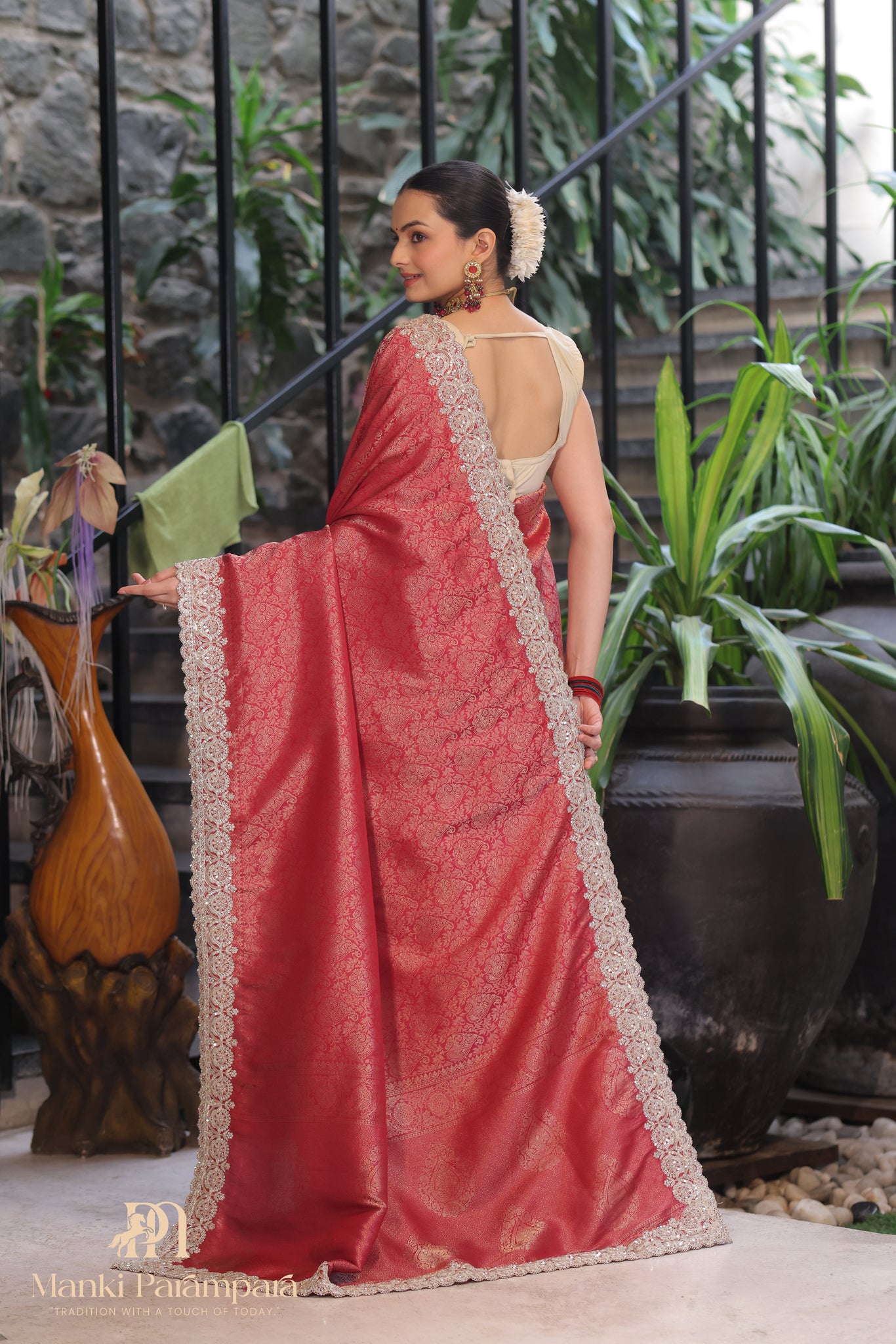 Royal Handcrafted Banarasi Zari Lace Saree
