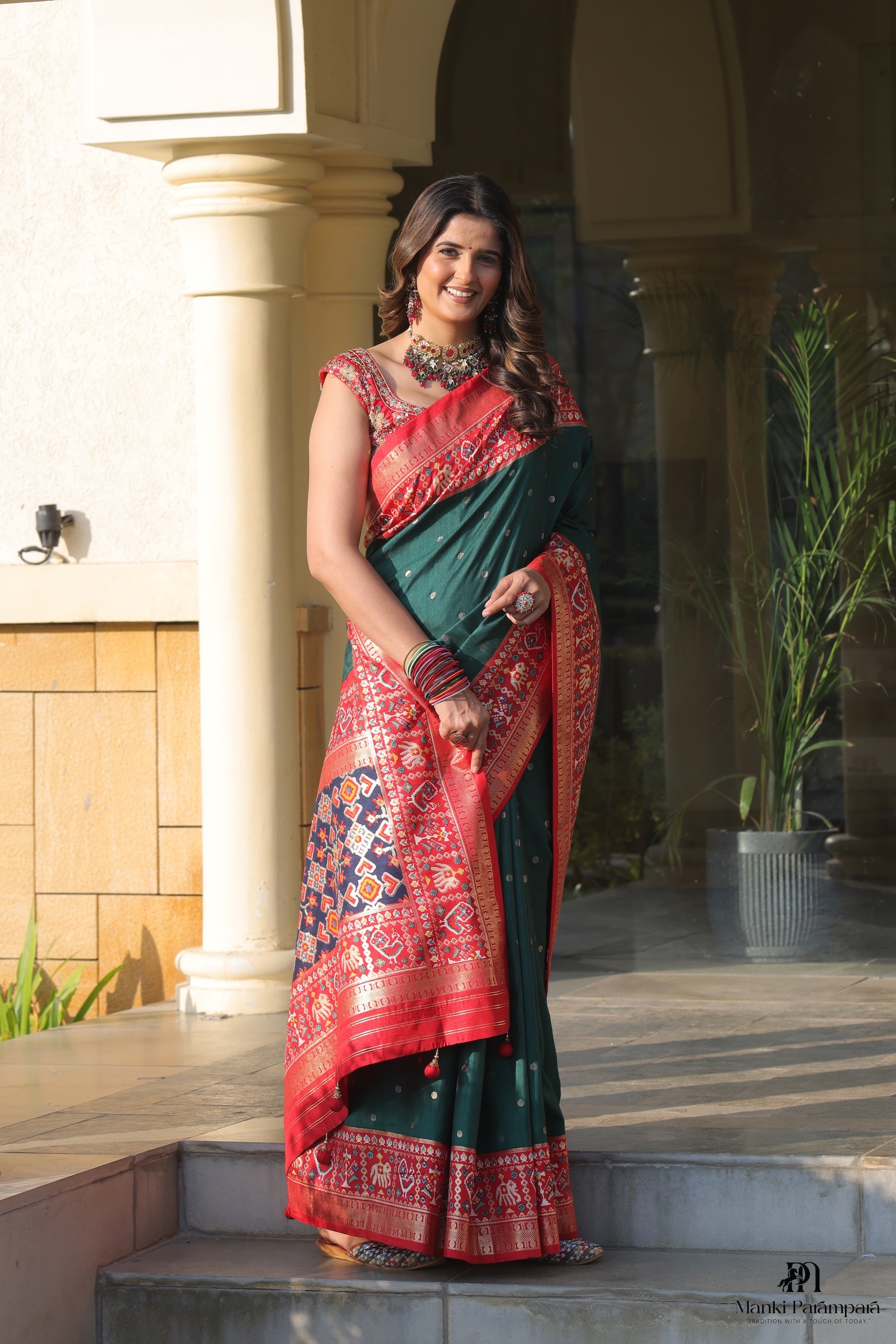 Heritage Inspired Saree with Printed and Handwork Touch