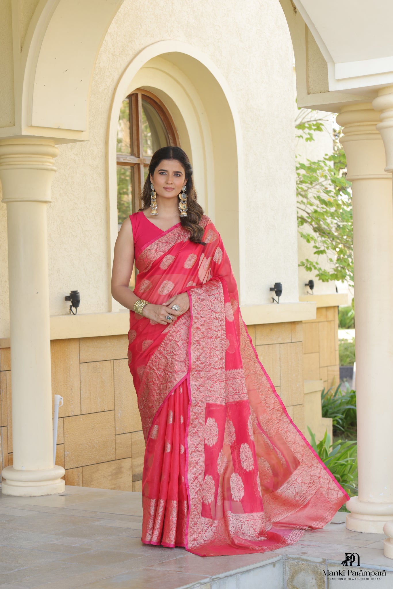 Rani Pink Banarasi Silk Saree