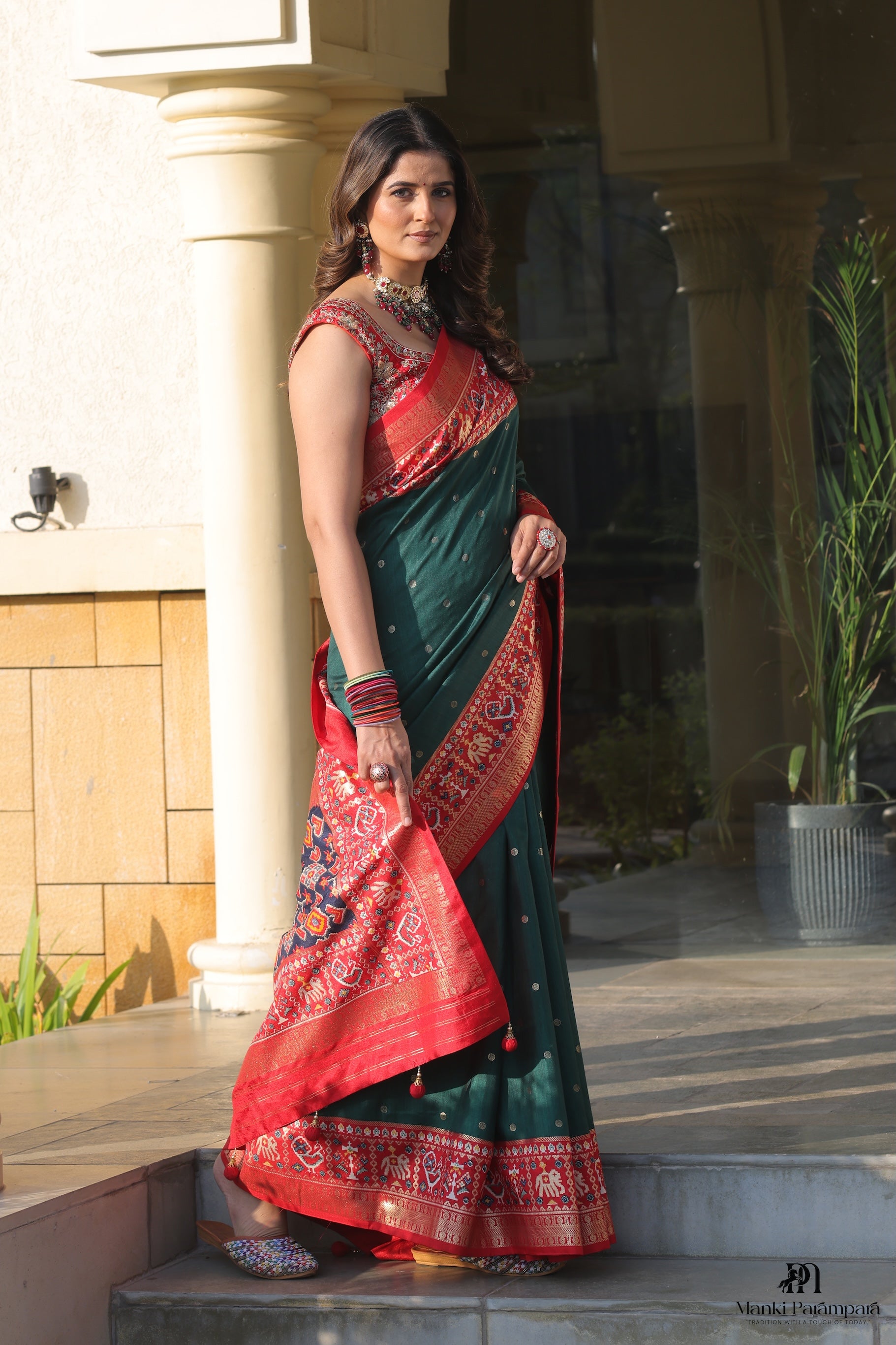 Heritage Inspired Saree with Printed and Handwork Touch