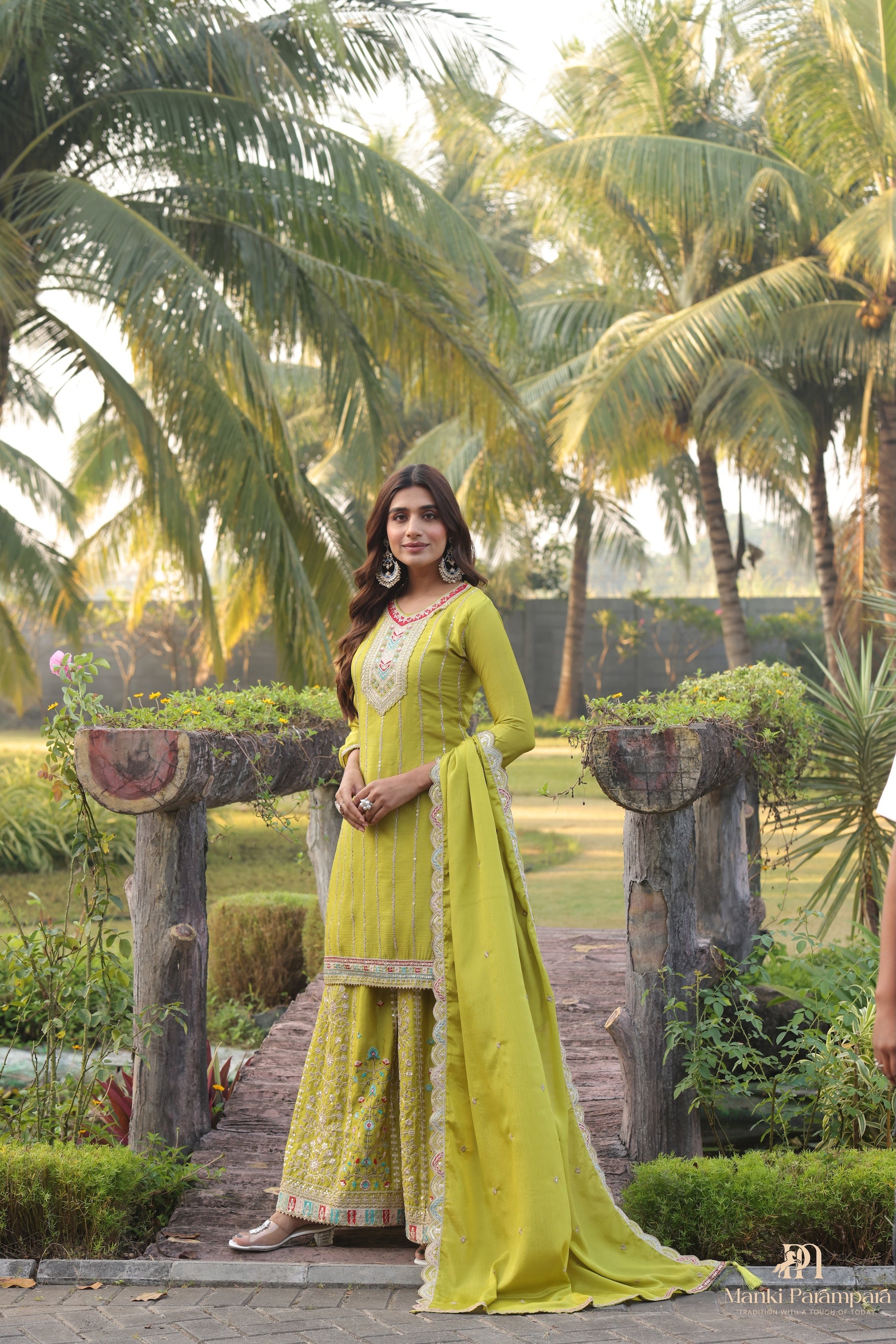 Manki Parampara-Lime Radiance Embroidered Suit