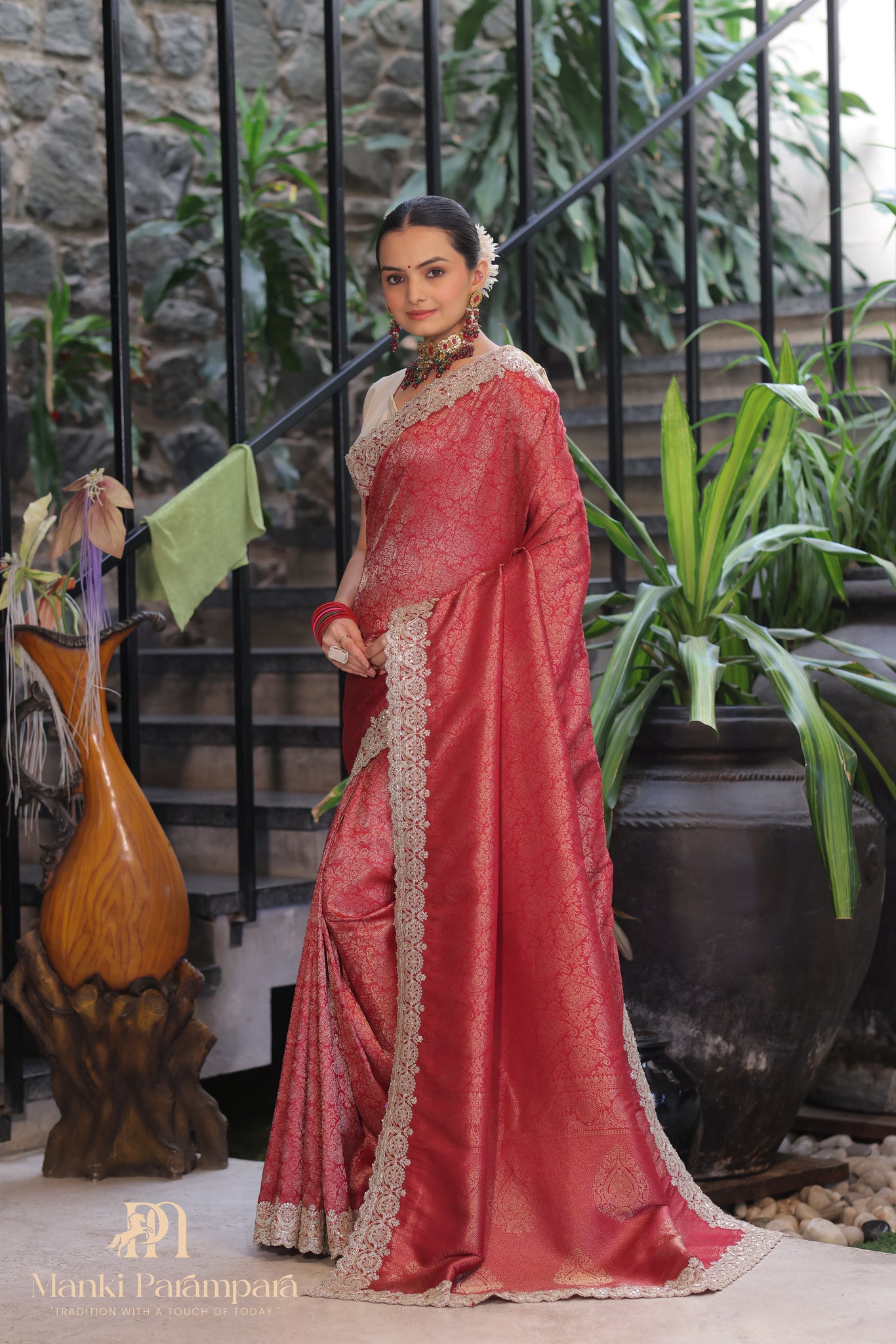 Royal Handcrafted Banarasi Zari Lace Saree