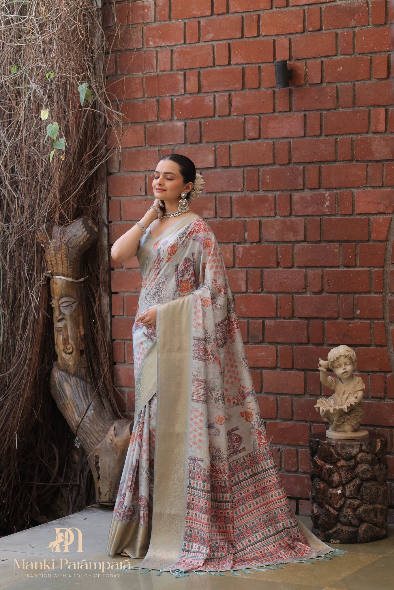 Ajrakh Kalakaari Silk Drape