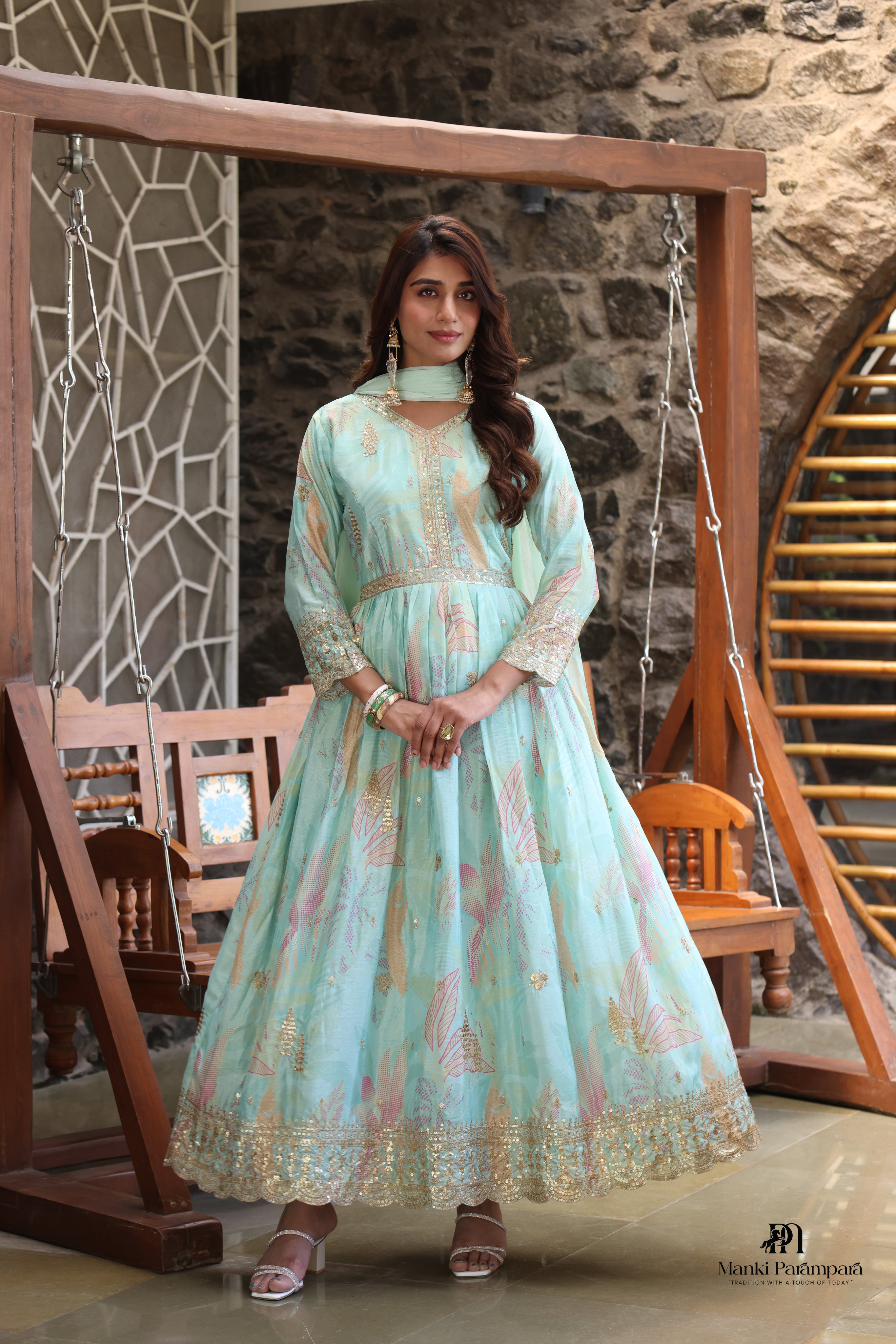 Manki Parampara – Aqua  Manjari Poshak