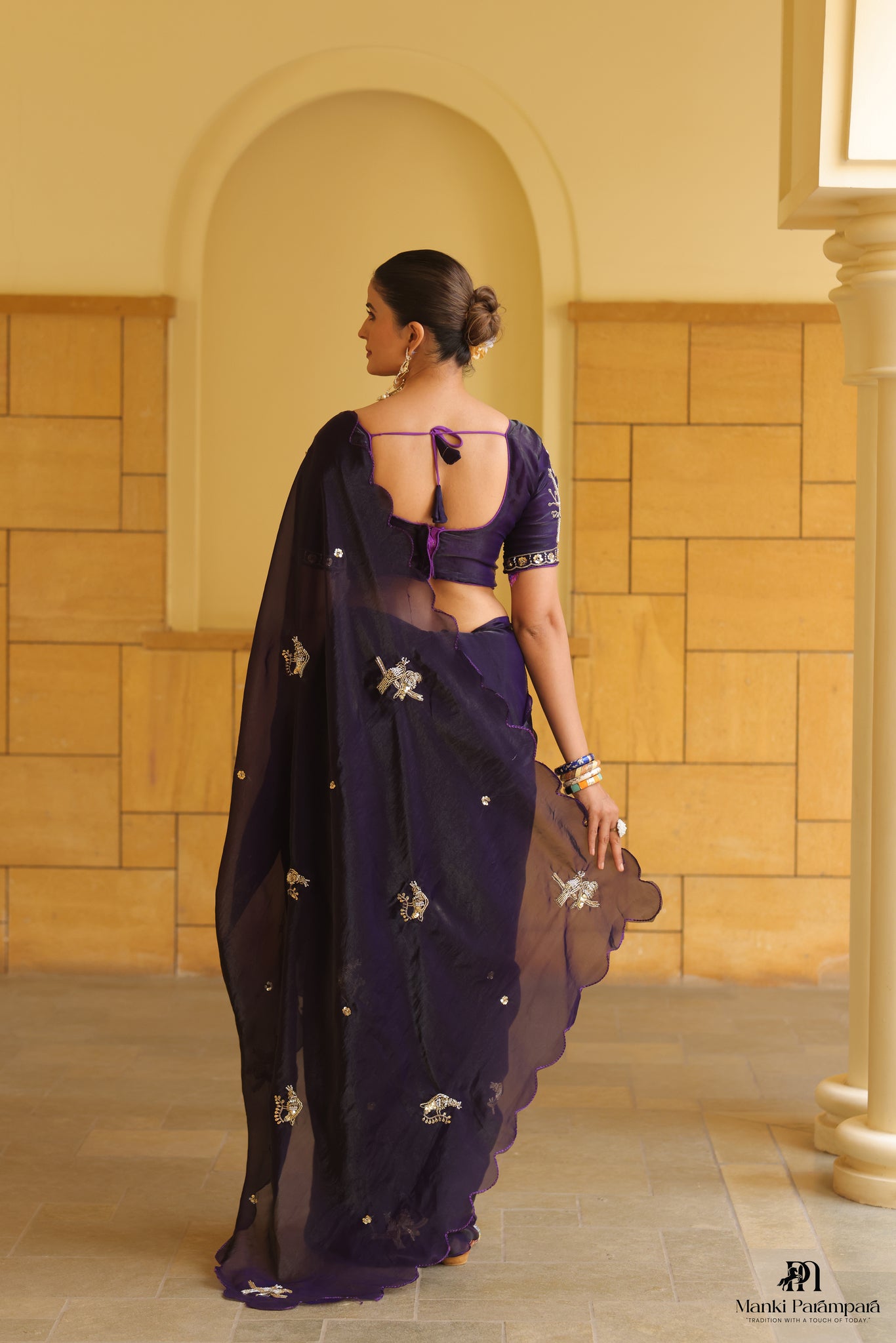 Deep Purple Embroidered Saree