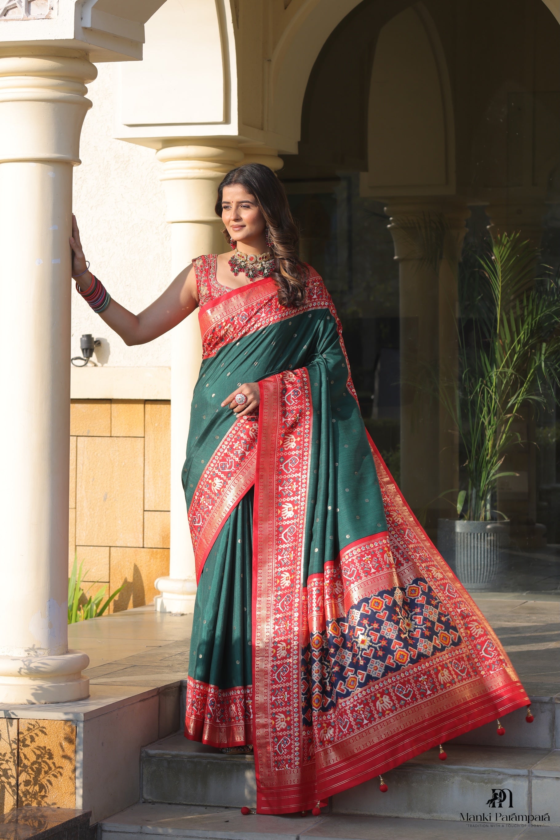 Heritage Inspired Saree with Printed and Handwork Touch