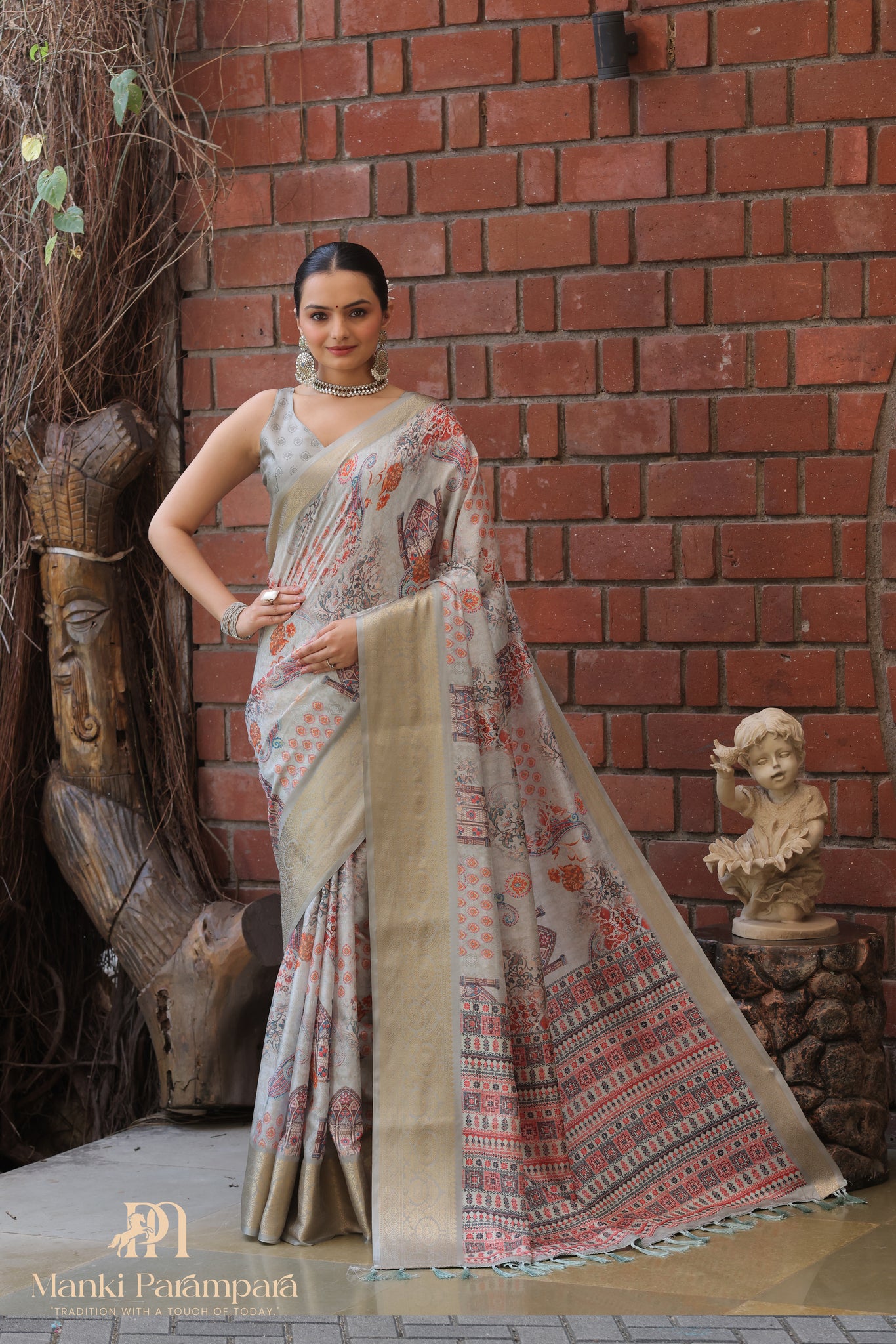 Ajrakh Kalakaari Silk Drape