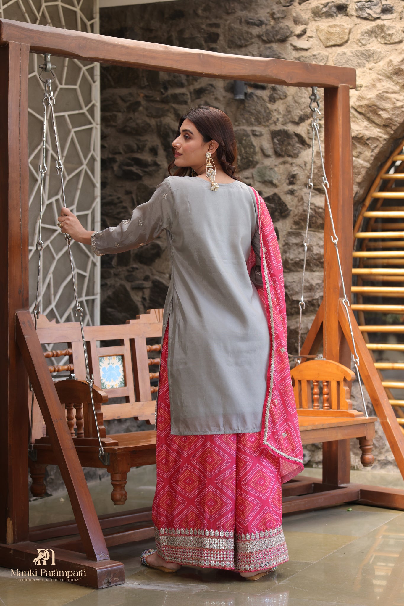 Manki Parampara-Grey Patola Sharara Set