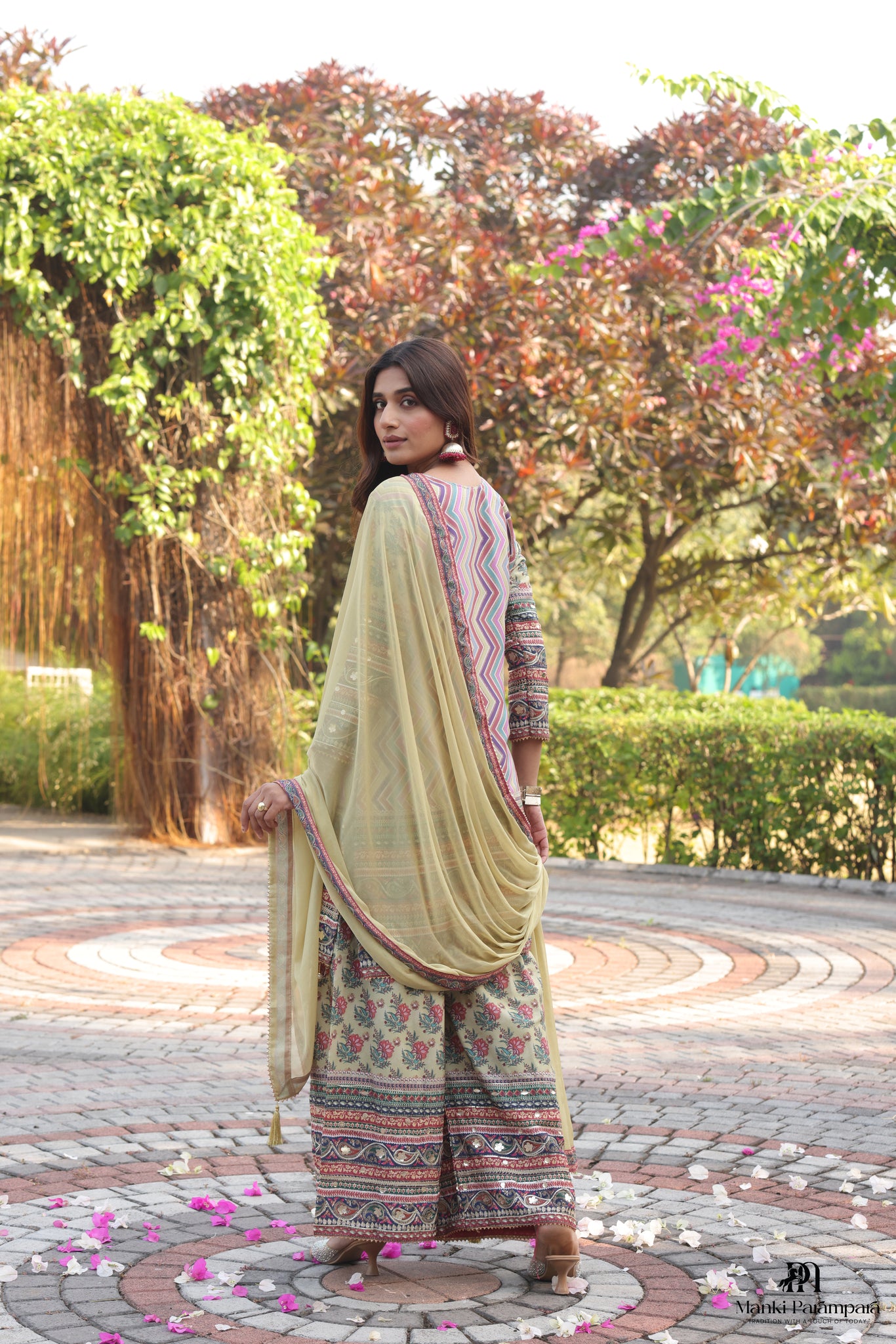 Manki Parampara-Rozana Phulkari Kurta–Sharara Set