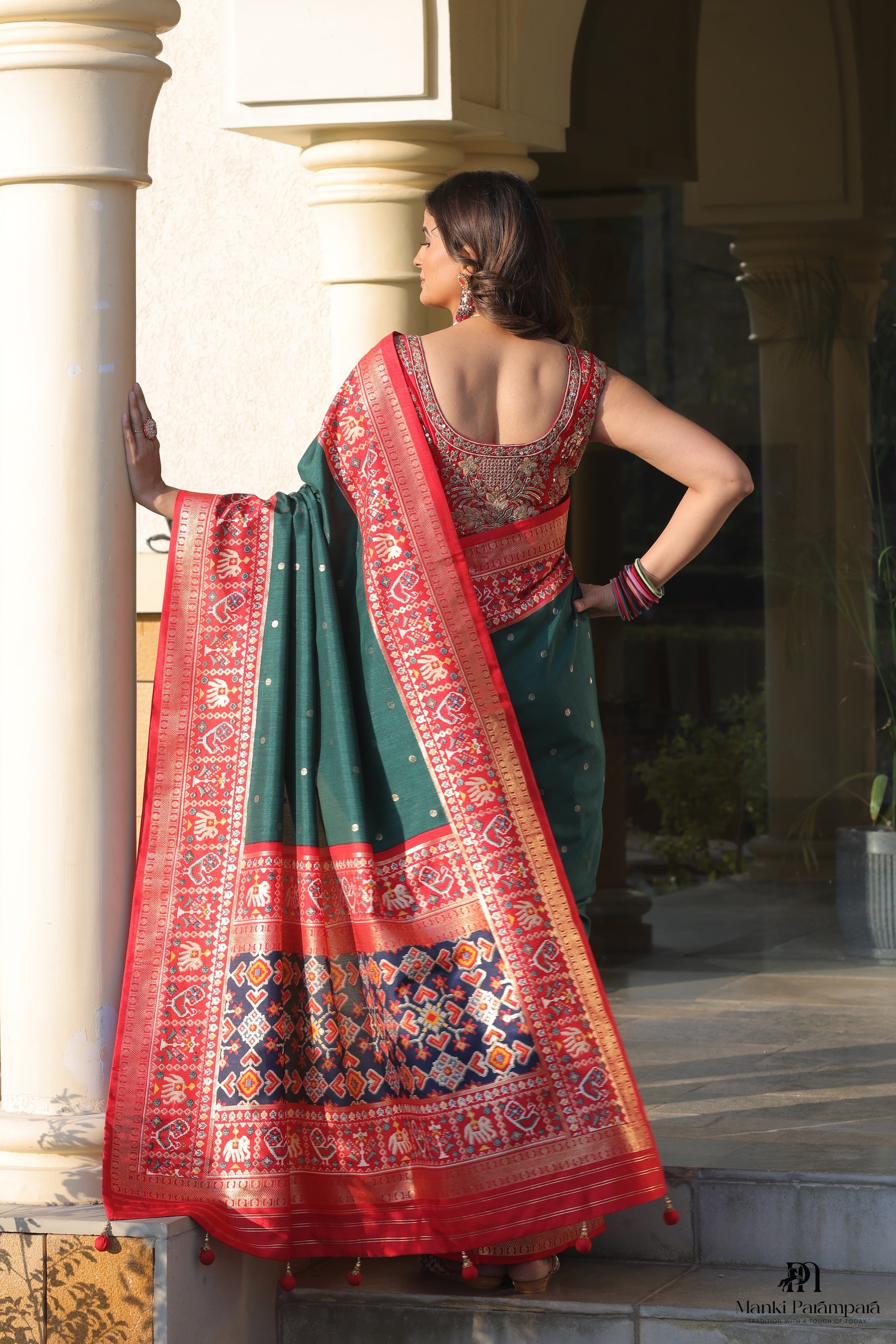 Heritage Inspired Saree with Printed and Handwork Touch
