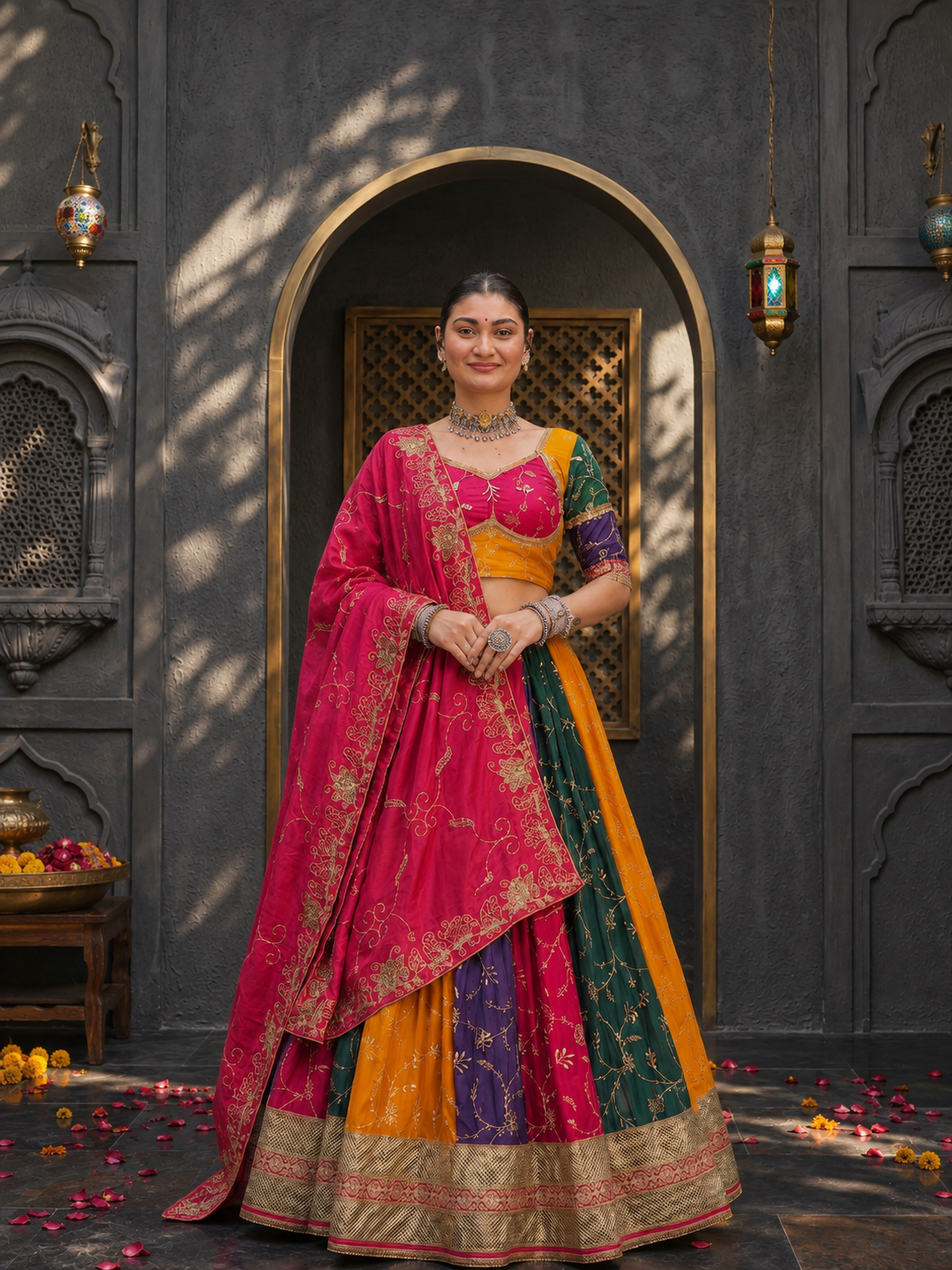 Kesariya Rangoli Lehenga