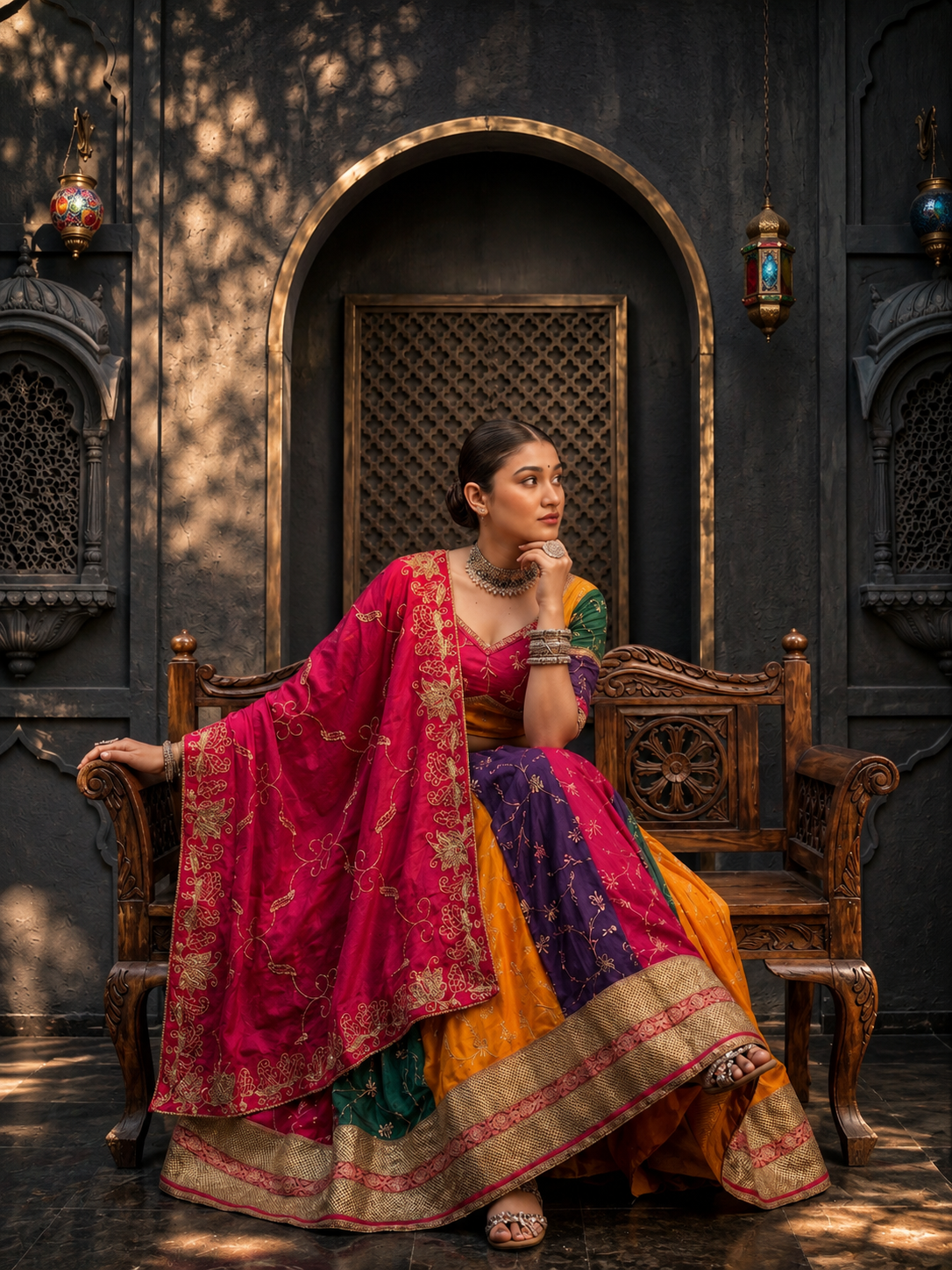 Kesariya Rangoli Lehenga