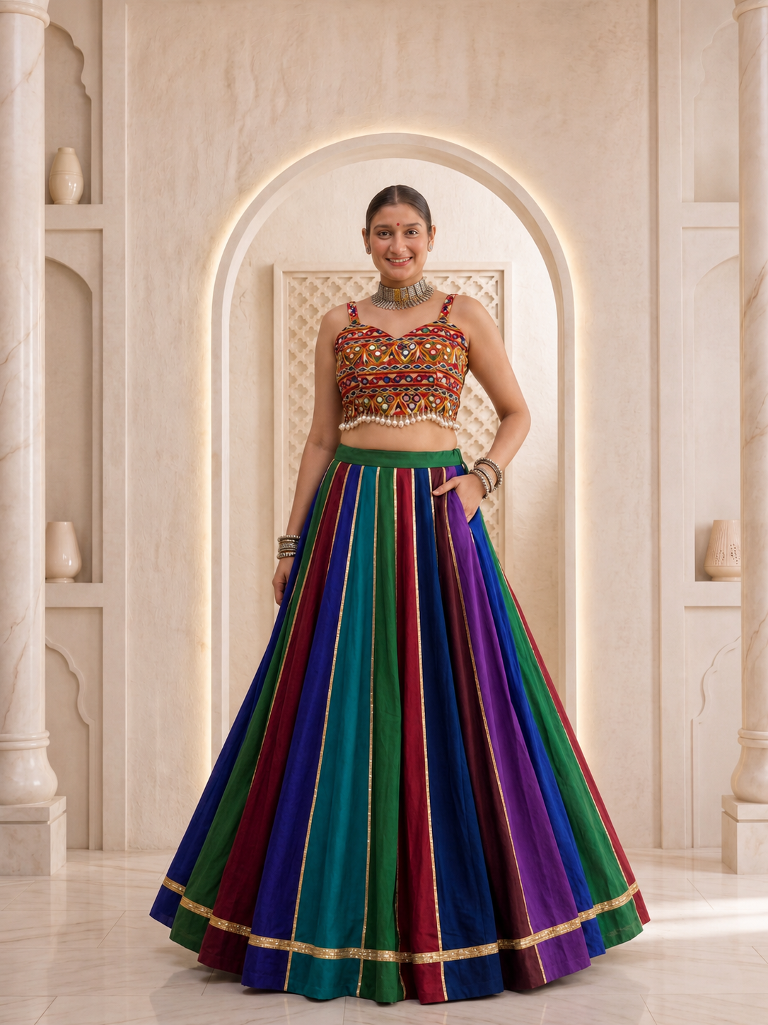Rangbahar Rajwadi Lehenga