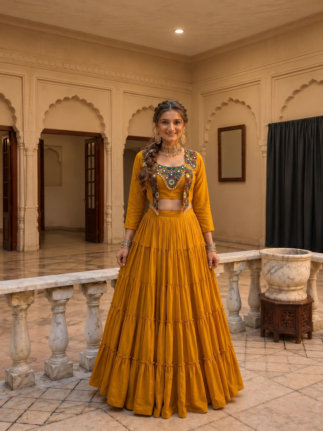 Kesariya Rajwadi Chaniya Choli