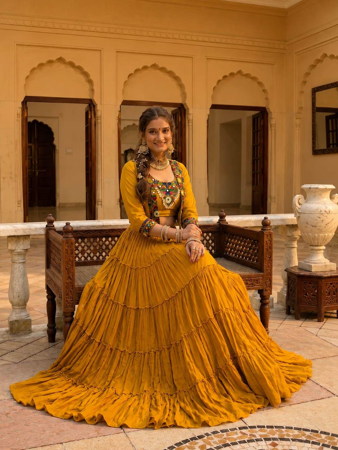 Kesariya Rajwadi Chaniya Choli
