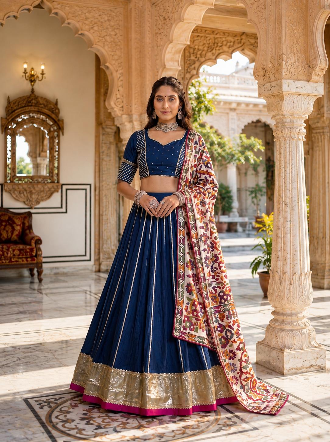Neelambari Rajwadi Lehenga