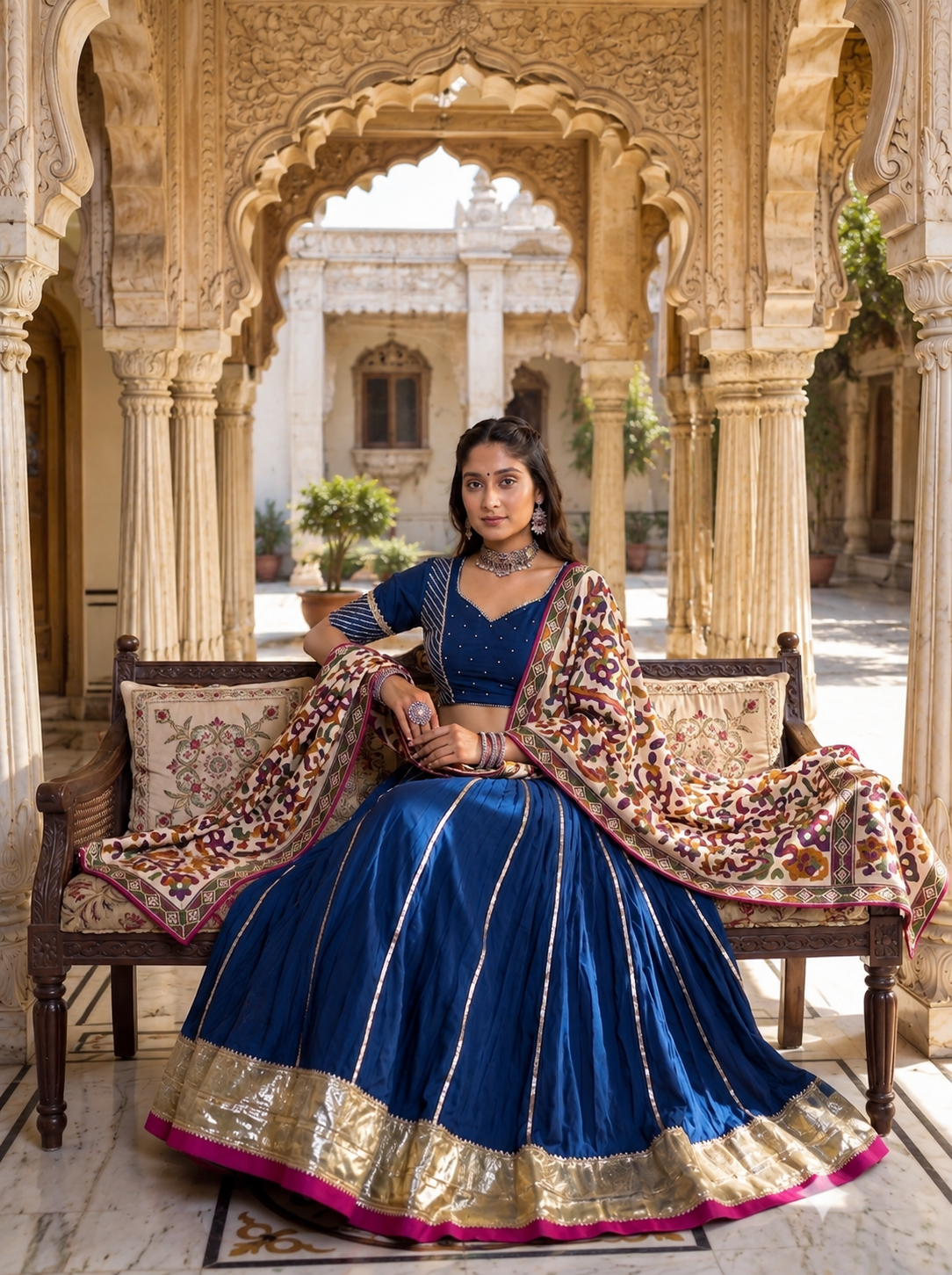 Neelambari Rajwadi Lehenga