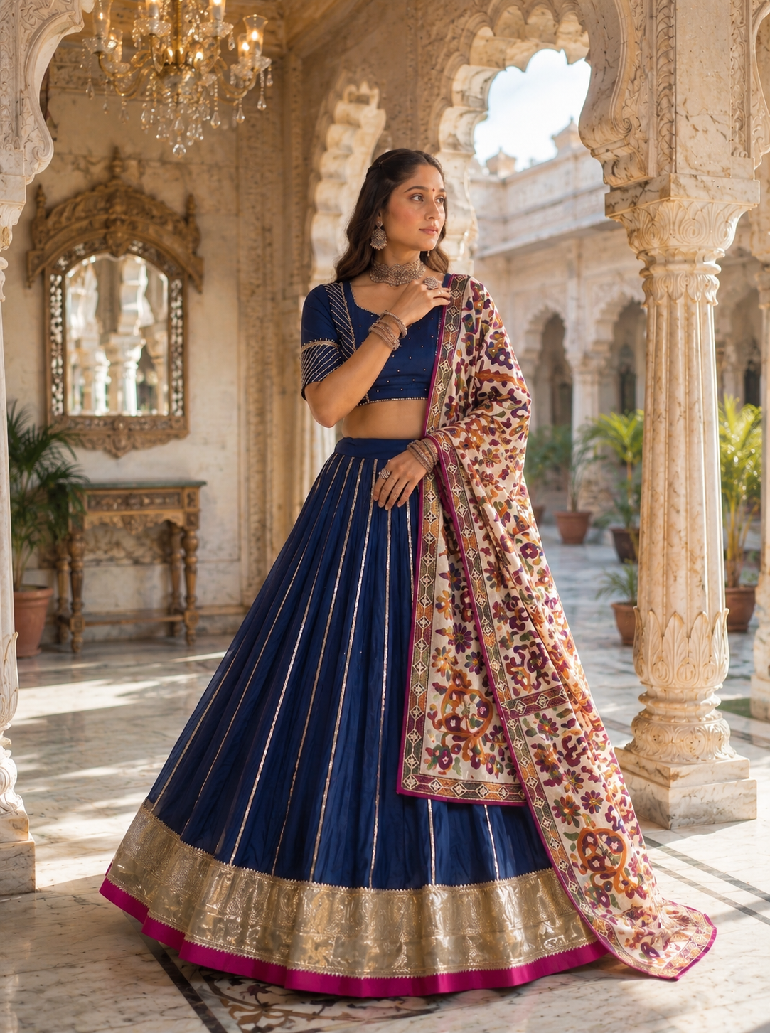 Neelambari Rajwadi Lehenga