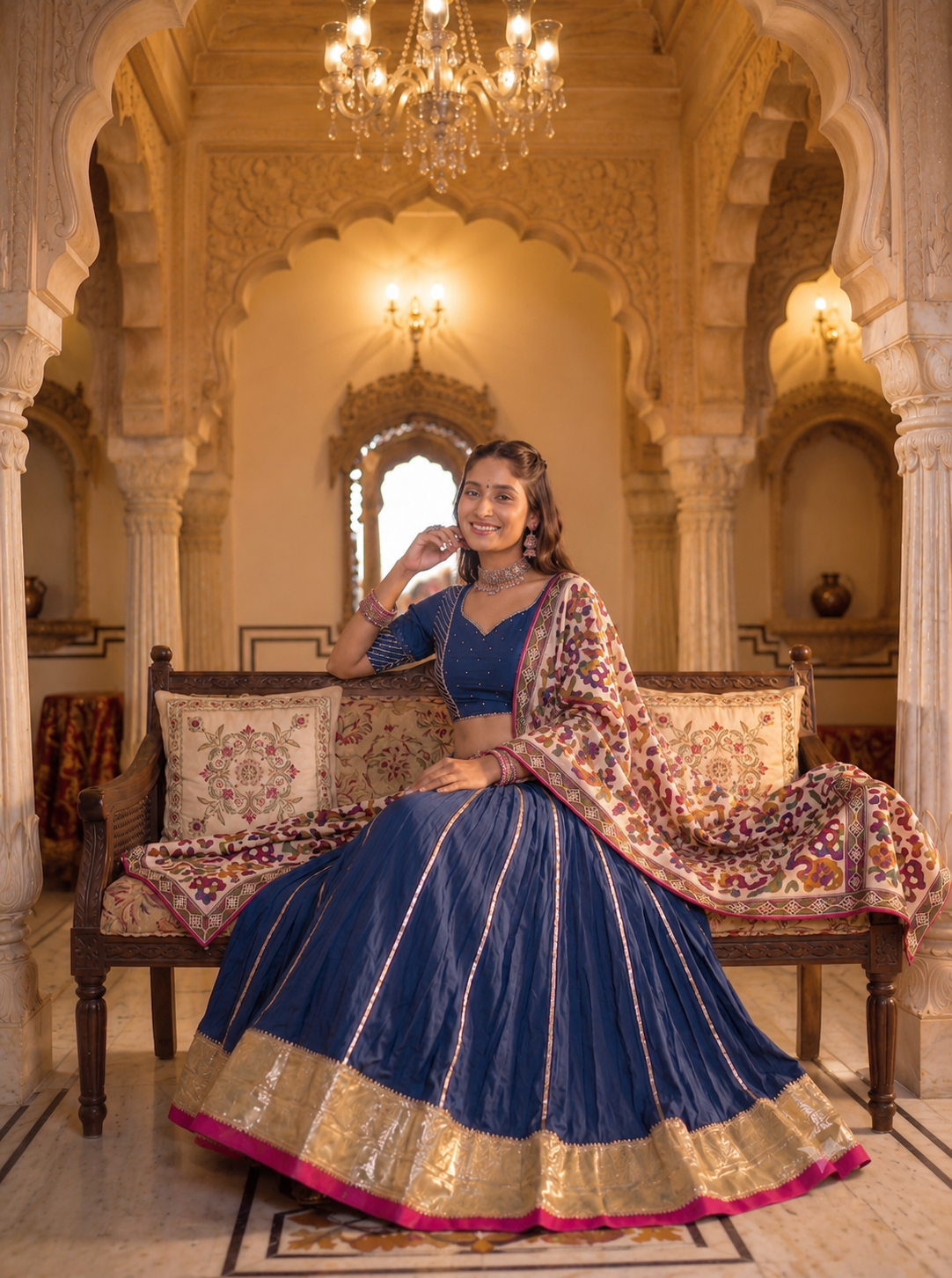 Neelambari Rajwadi Lehenga